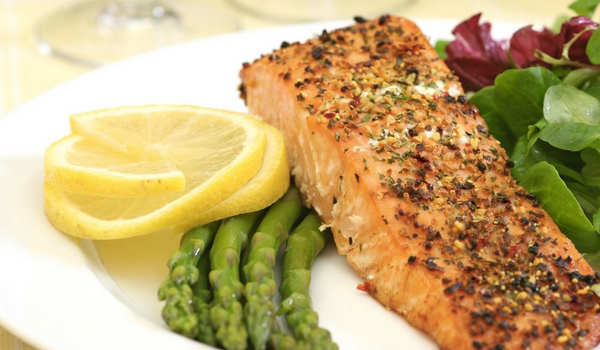 Atkins, Diet, Salmon, Asparagus, Lemon, Vegetables, Healthy